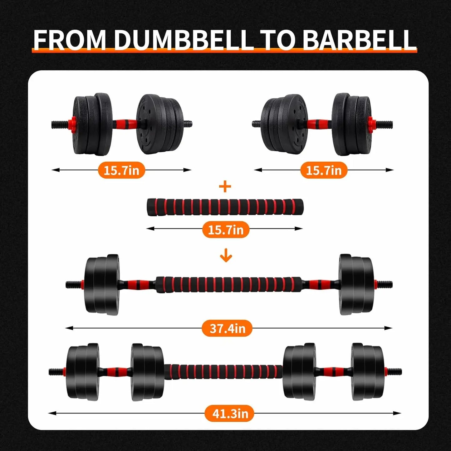 5-44lbs Adjustable Dumbbell to Barbell Set, Versatile Home Gym Fitness