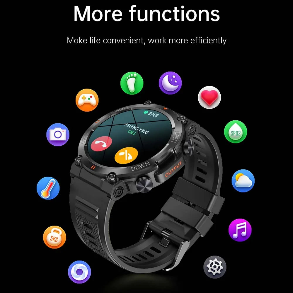 Military Smart Watch for Men Sports Watches BT Call Waterproof Heart Rate Smartwatch men