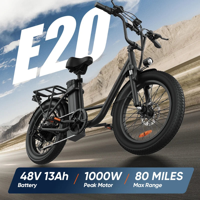 Electric Bike, Removable Battery, 20MPH, 7-Speed E-Bike with Dual Disc Brake