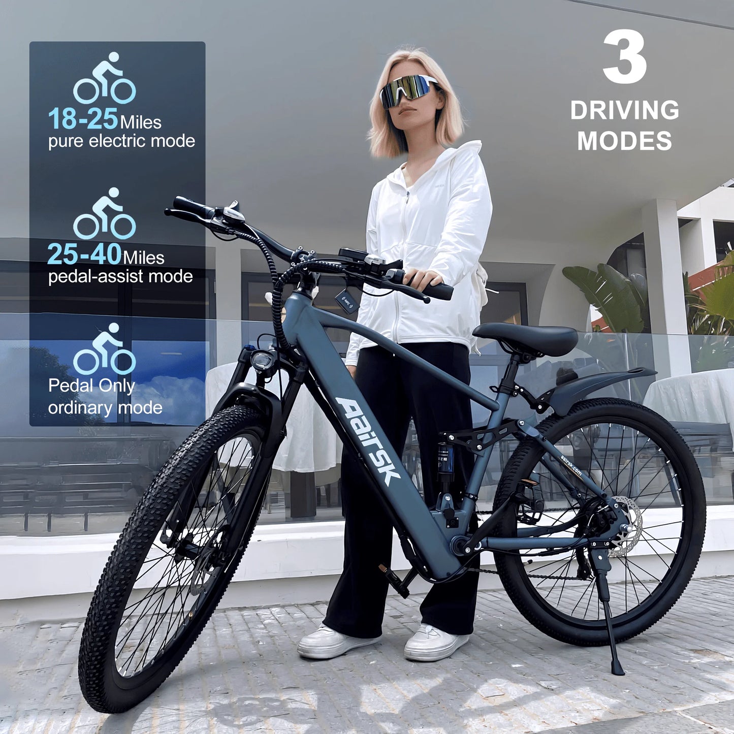 E bike Adults 26/24 Inch Tires Electric Bicycle Shimano 21-Speed City E Bikes Mountain