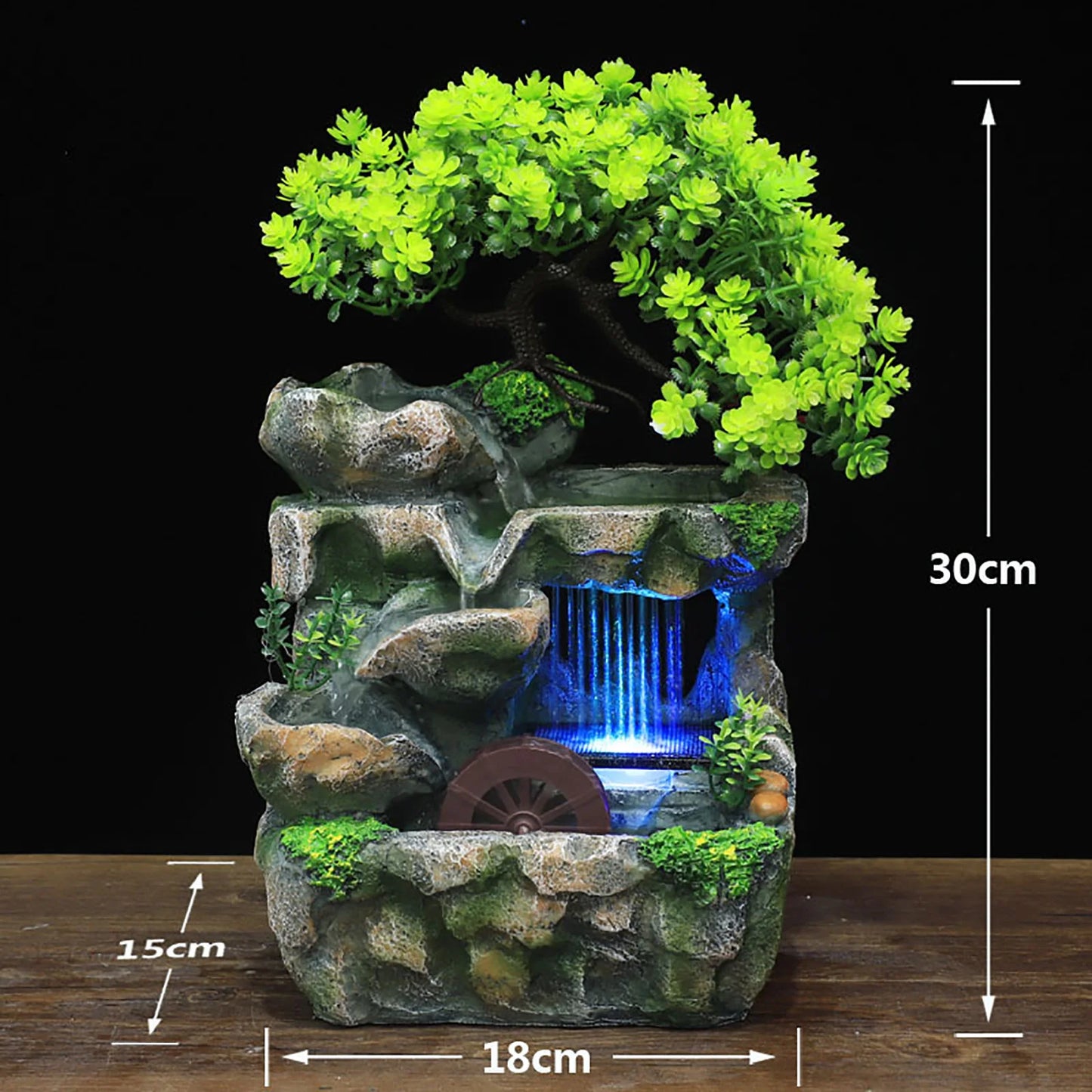 Indoor Room Fountain Waterfall Desktop Decoration with LED Lighting Zen Meditation