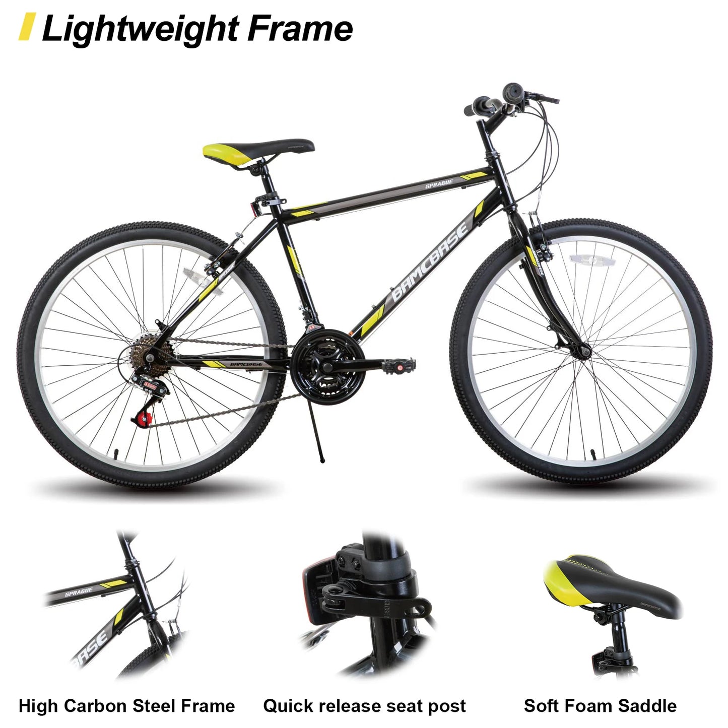 24 26 inch Mountain Bike for Men Women, 21 Speeds High-Carbon Steel Frame, Sport Cycling for Adult