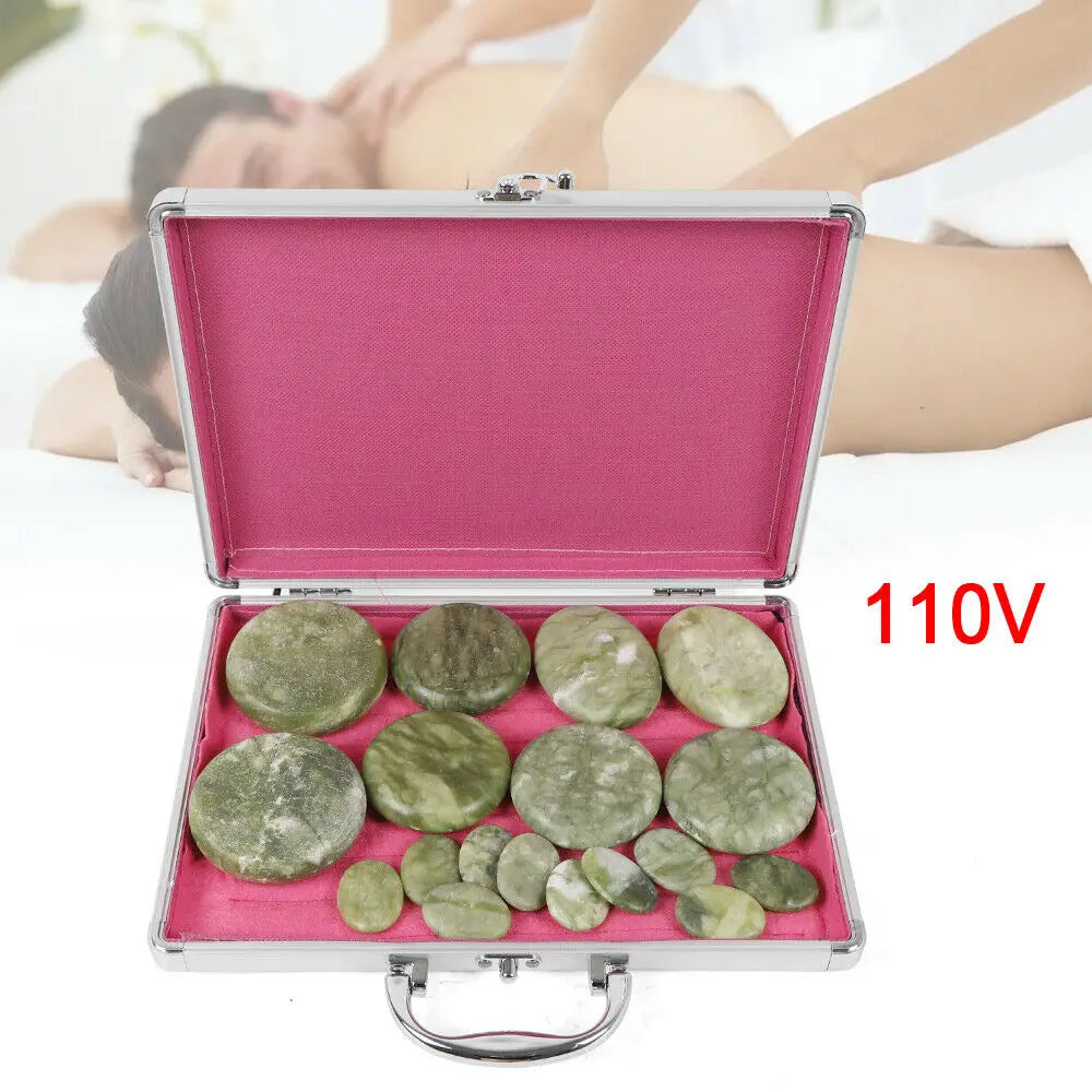 Hot Stones Massage Set Basalt Hot Stones with Heater Box for Home Salon