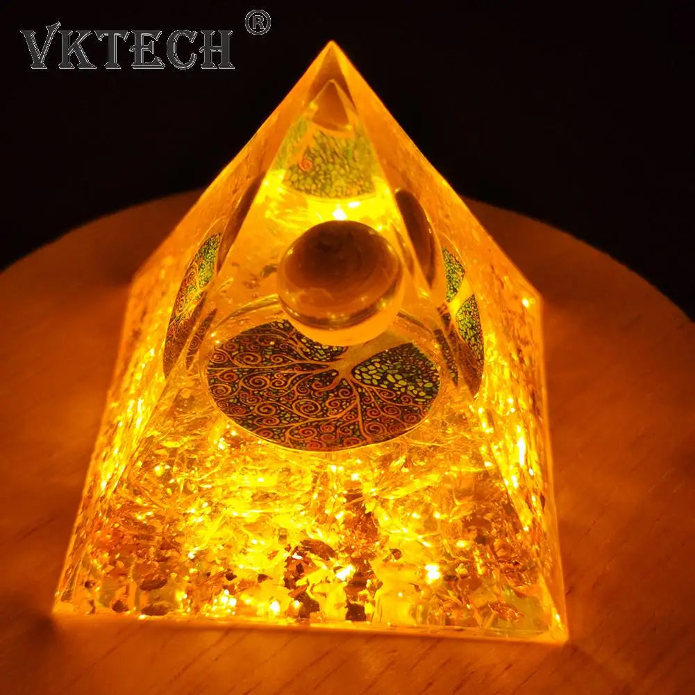 Energy Generator Orgone Pyramid Amethyst Peridot Healing