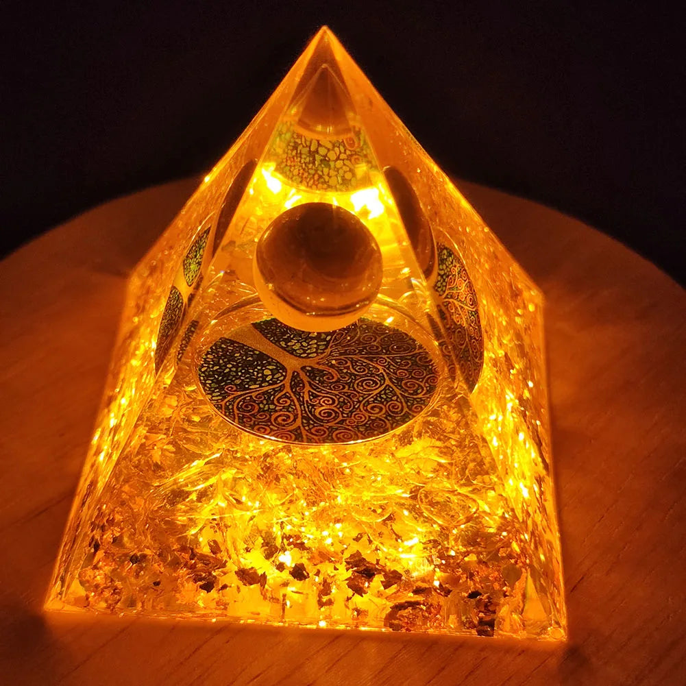Energy Generator Orgone Pyramid Amethyst Peridot Healing