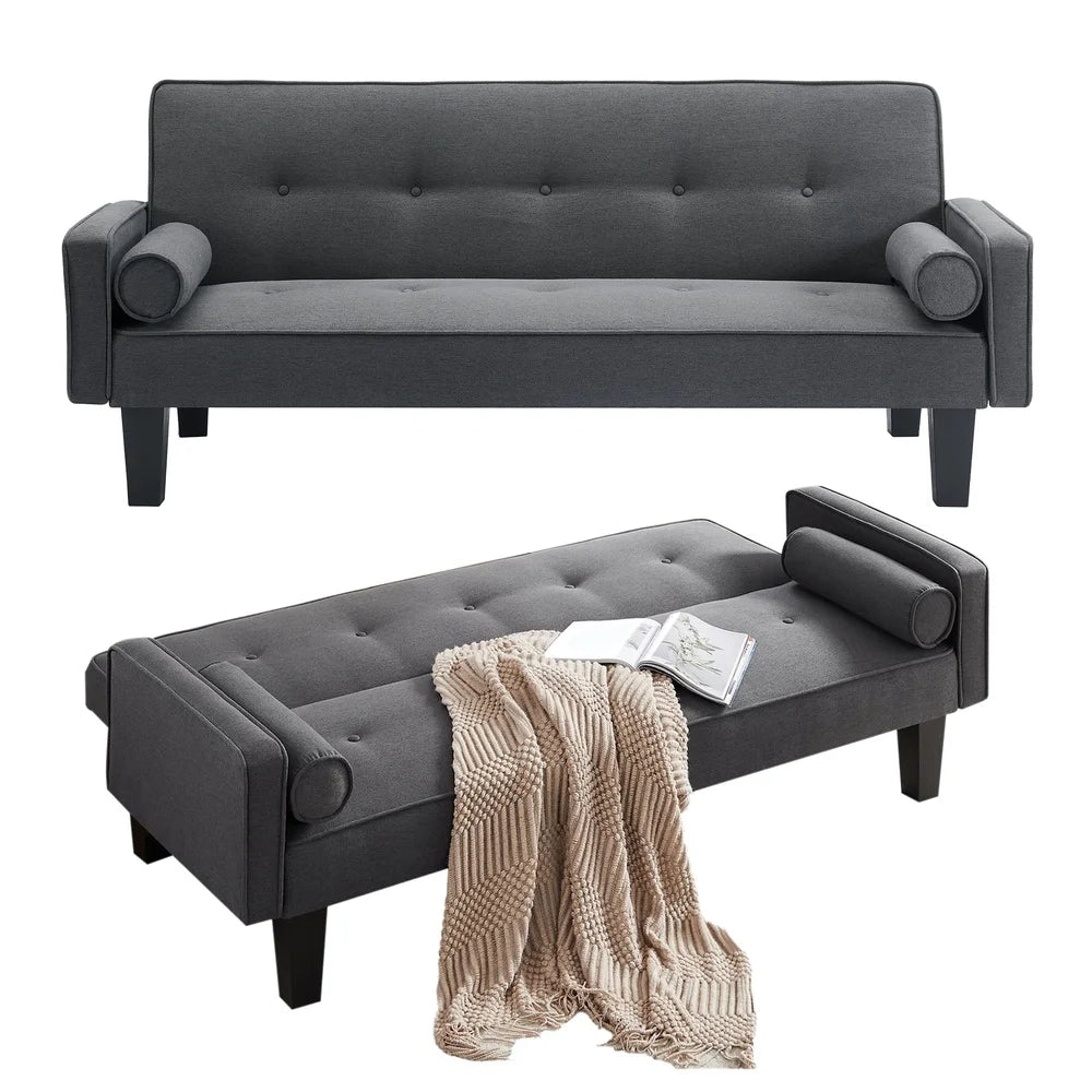 Convertible Futon Sofa Bed, Couch Adjustable Backrest Comfortable Seating Easy Assembly Compact Living Room