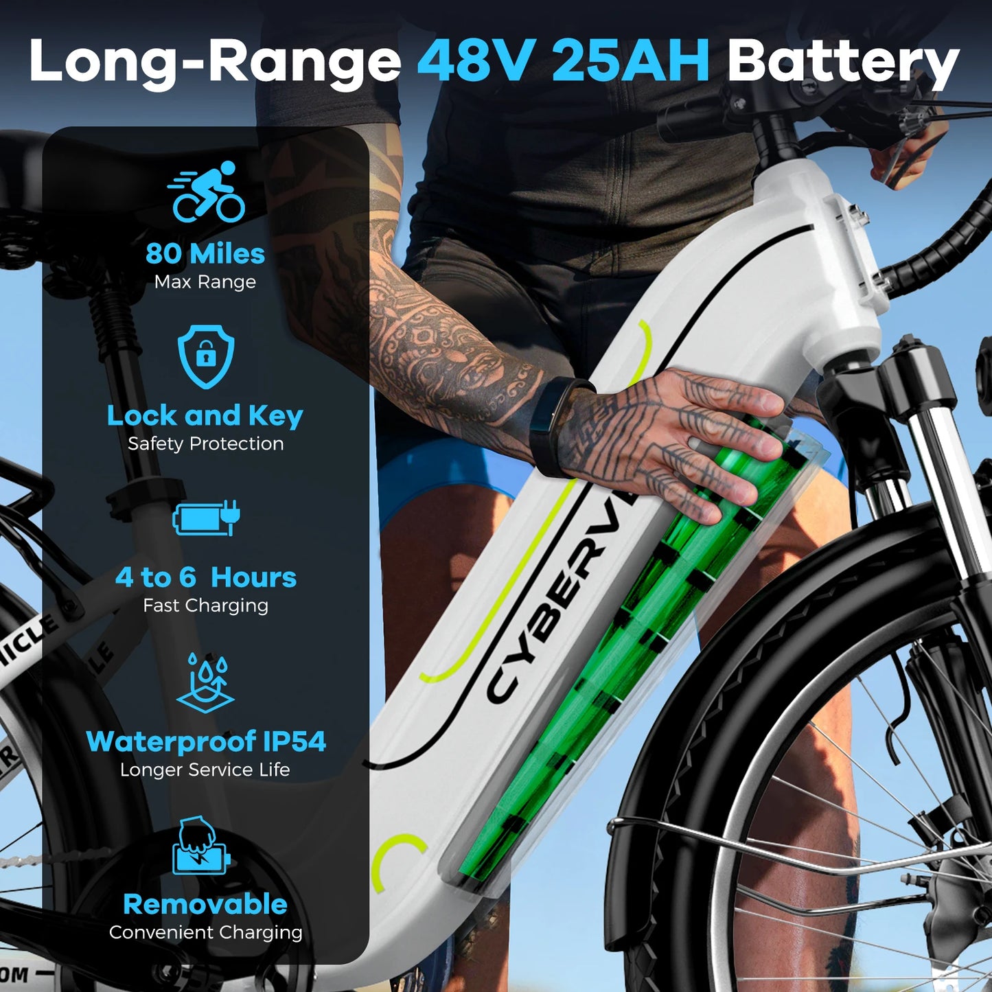 Electric E Bike with 7-Speed,Electric Bike for Adults,up 80 Miles Removable Battery
