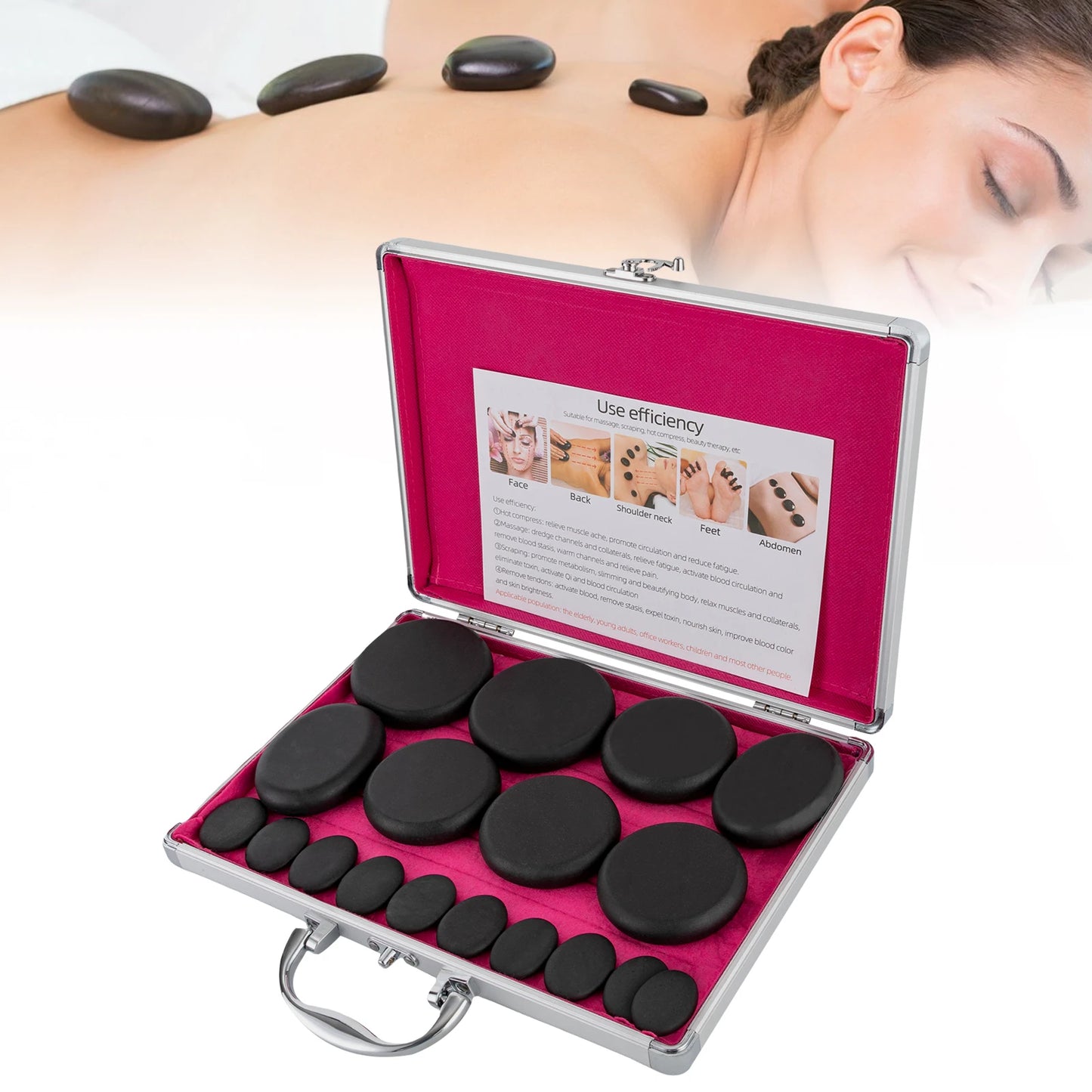 Hot Stones Massage Set with Heater Box for Salon and Home Spa Use Relaxing Healing Relief