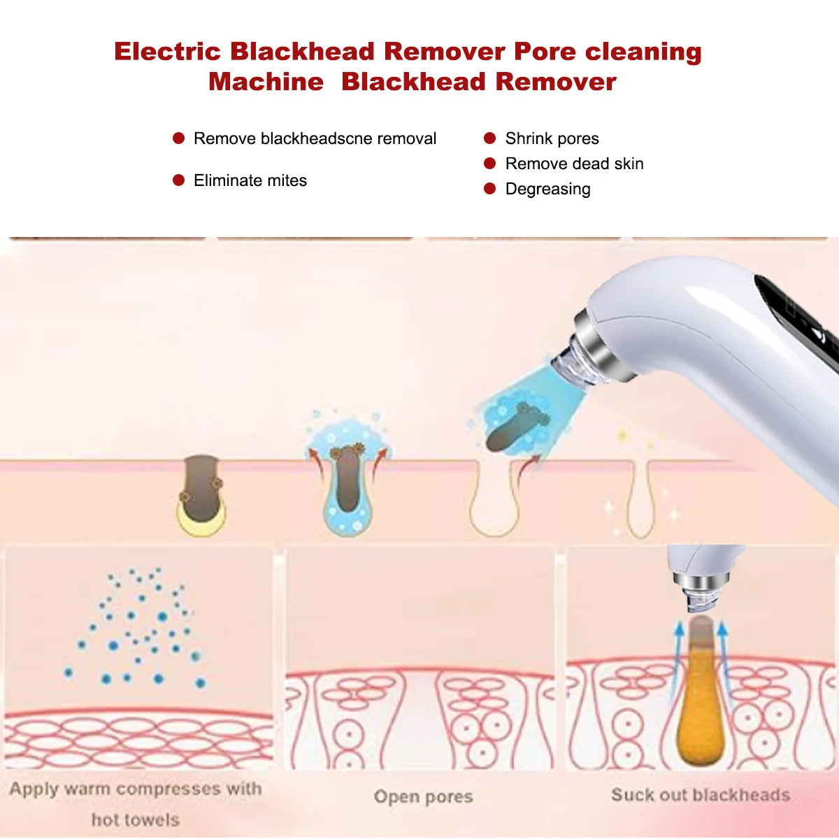 Blackhead Remover Pore Vacuum Cleaner Electric Micro Small Bubble Facial Cleasing Machine USB Rechargeable Beauty Device