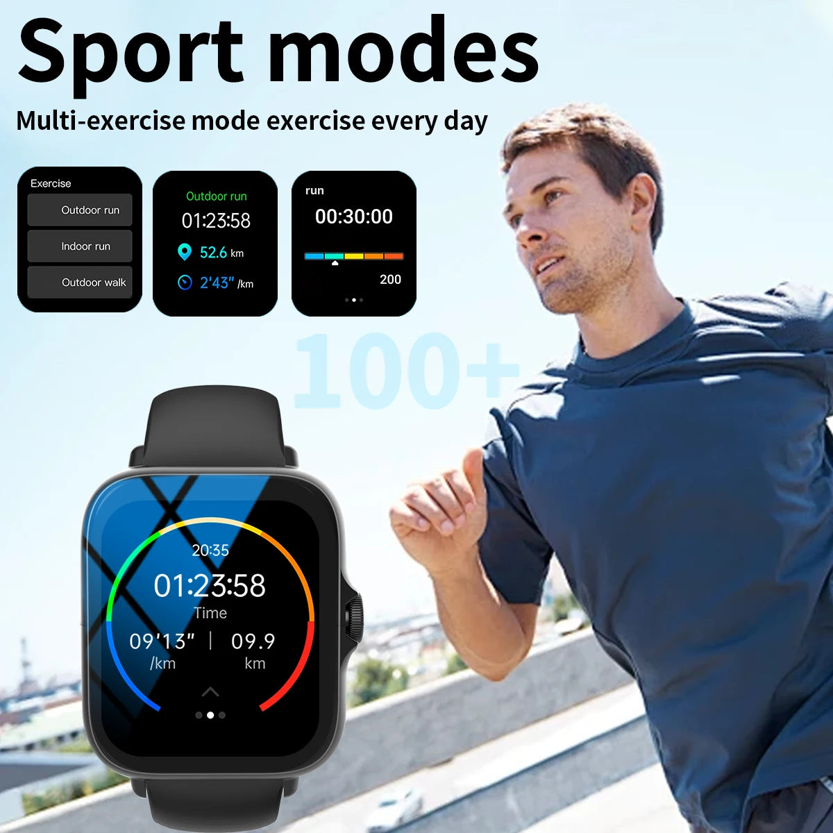 Smart watch with multiple sports modes, can make and receive calls