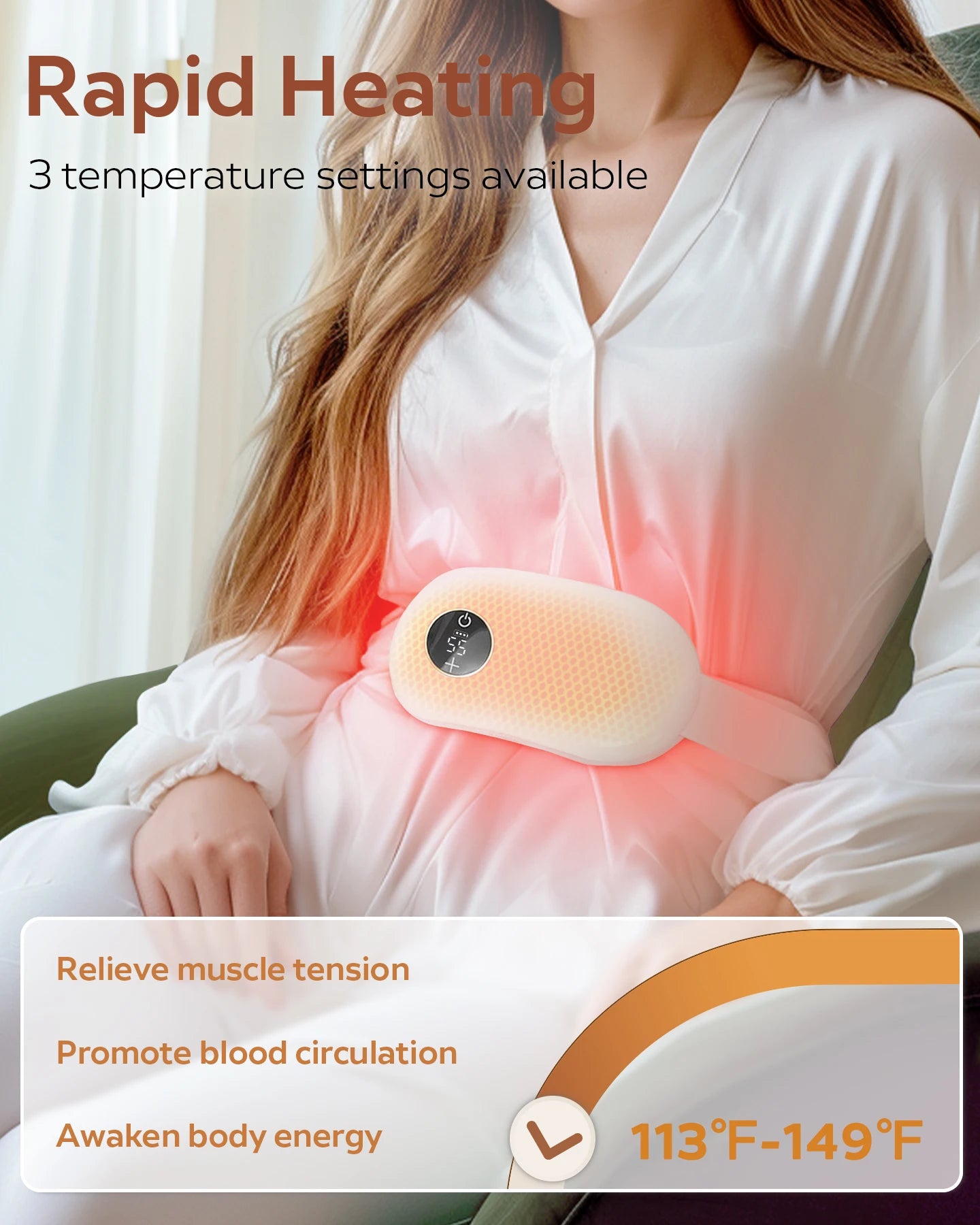 Portable heating pad, heating pad for period cramps, Fast Heating Pad Wearable