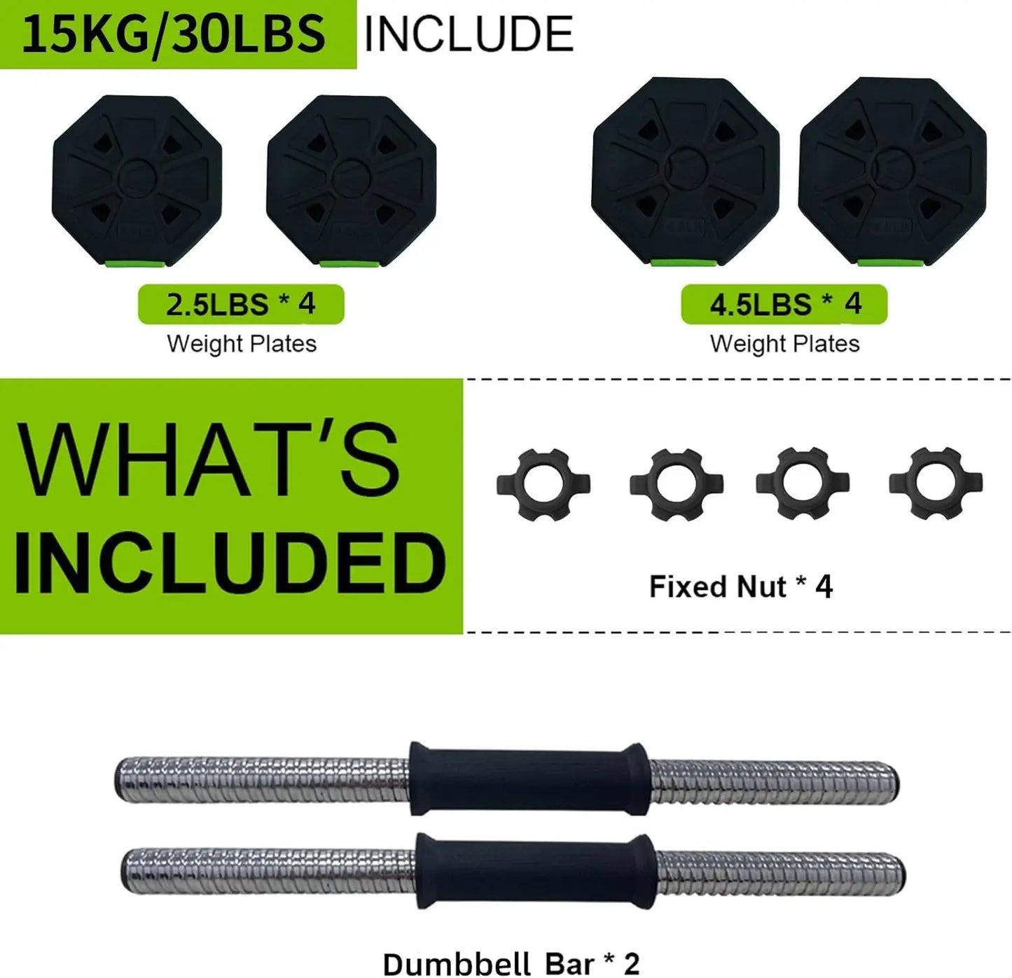 Adjustable Dumbbell Set,2 in 1 with Iron Handle