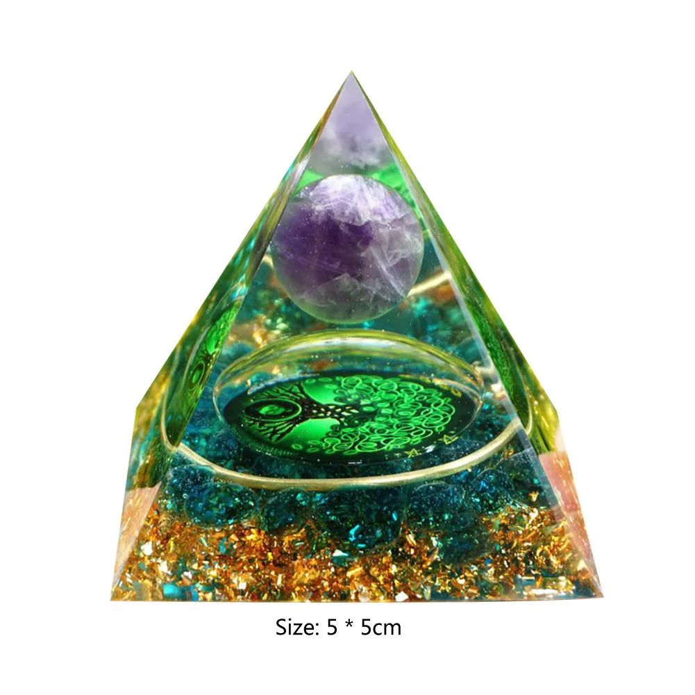 Energy Generator Orgone Pyramid Amethyst Peridot Healing