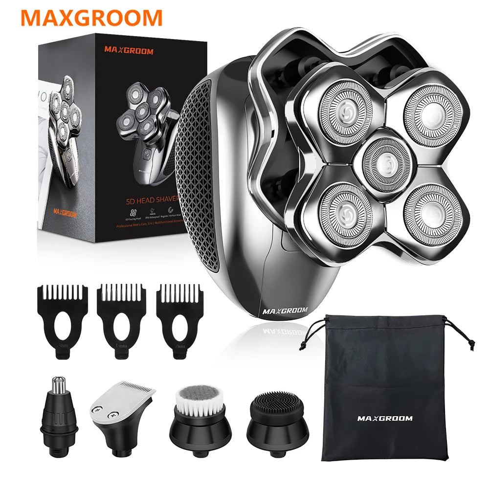 Electric Head Shavers for Men 5D Floating Blade Magnetic Razor Hair Trimmer Waterproof Beard Shaver