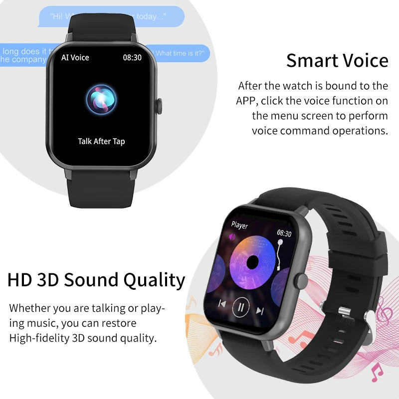 Waterproof Smart Watch Bluetooth Call Women Men Watch Voice Assistant