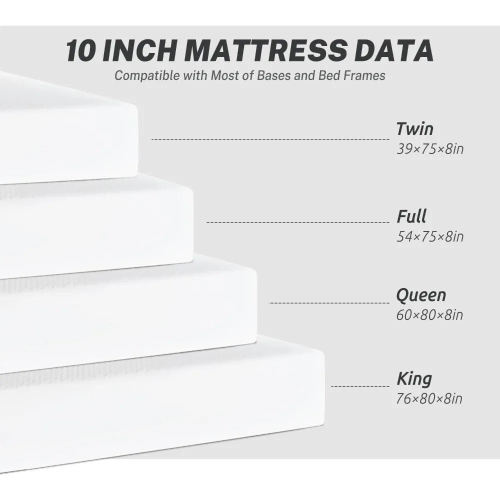 Full Size Mattress for Pressure Relief & Cooler Sleep, Gel Memory Foam