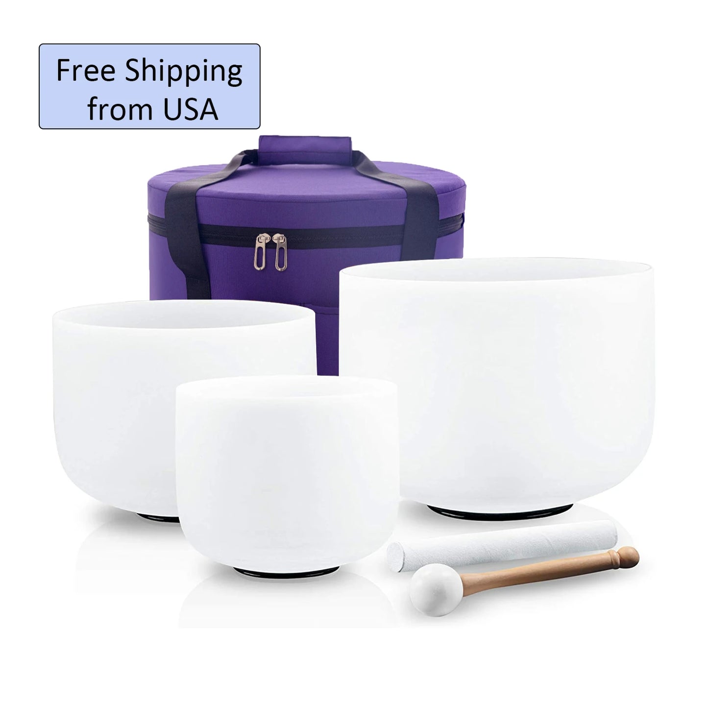 Crystal Singing Bowl 3Pcs for Sound Healing with Stick and Bag