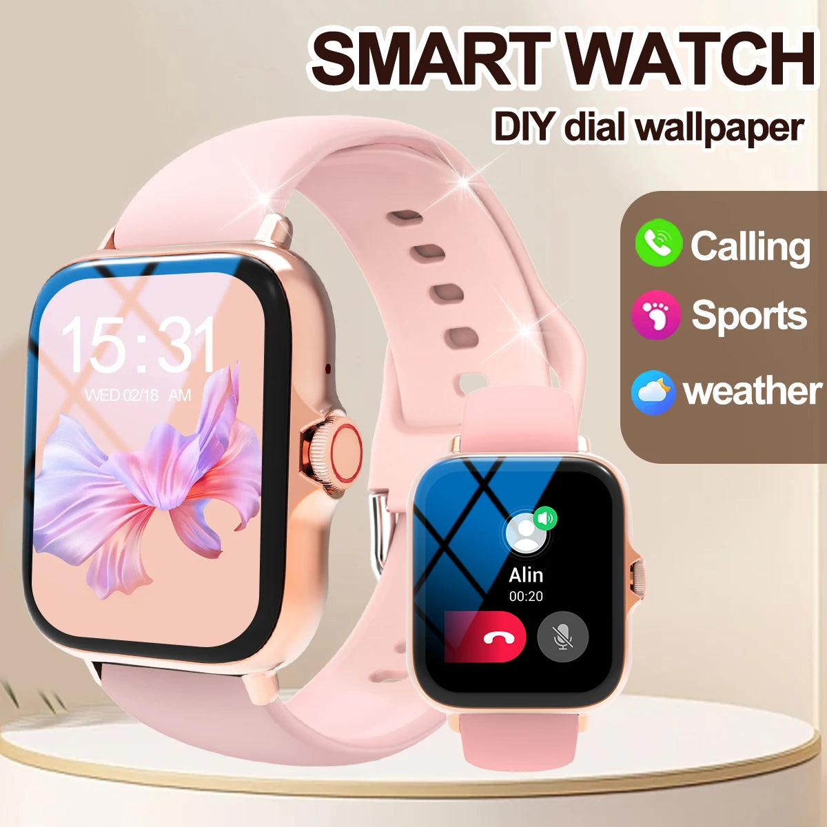 Smart watch with multiple sports modes, can make and receive calls