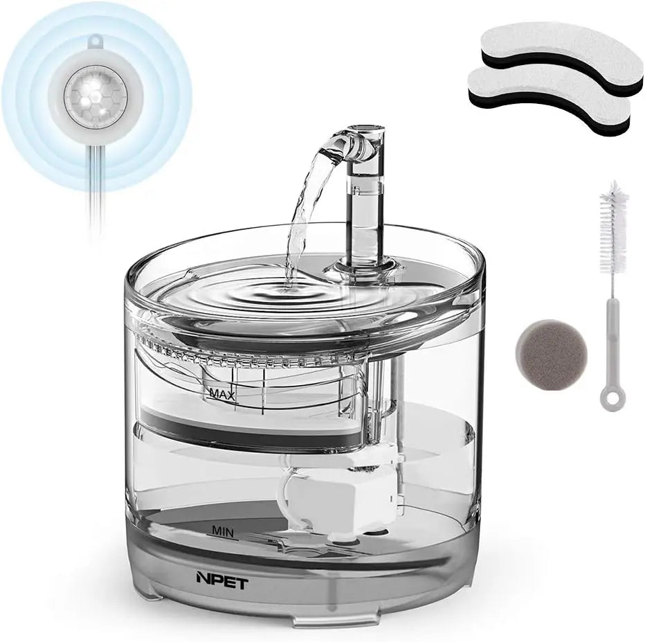 Cat Water Fountain, Automatic Pet Drinking Fountain with Replacement Faucet Kit