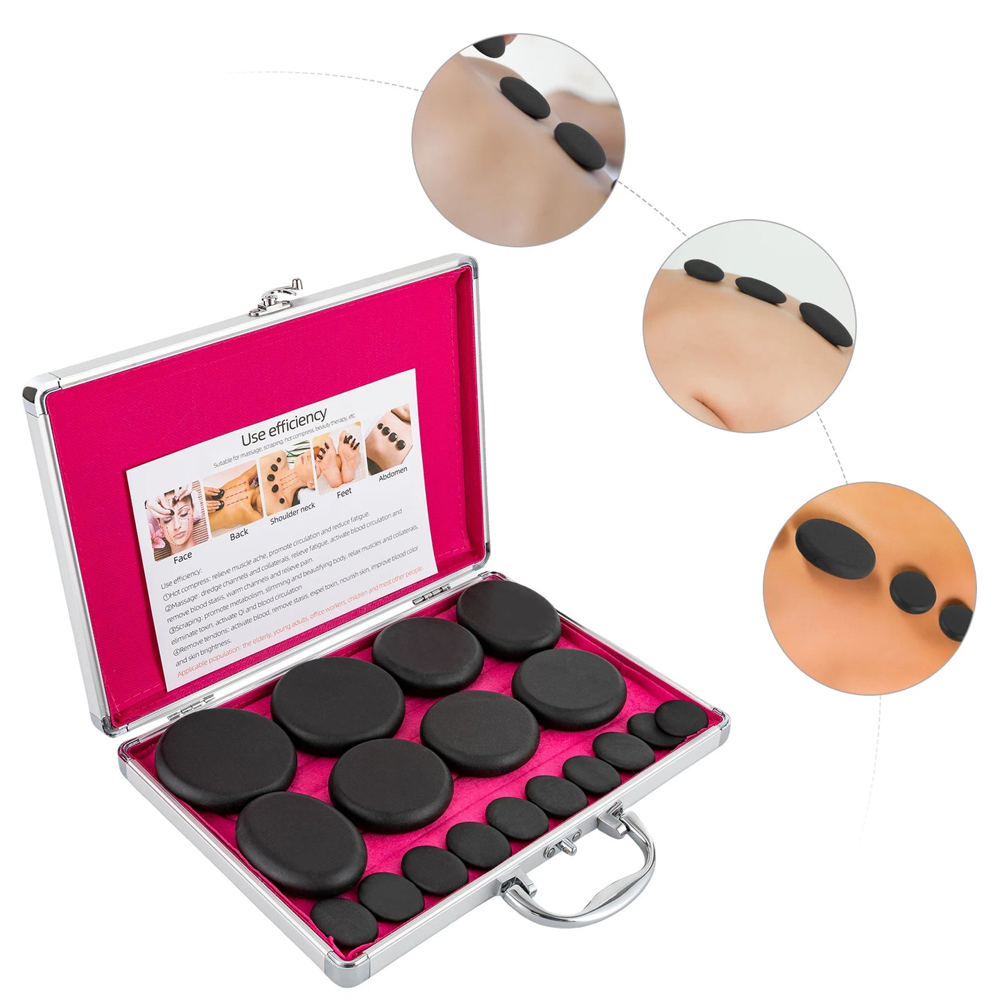 Hot Stones Massage Set with Heater Box for Salon and Home Spa Use Relaxing Healing Relief