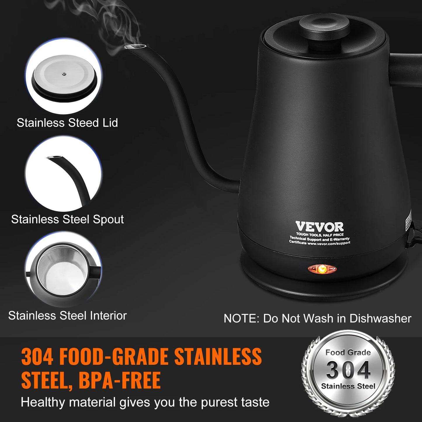 Electric Gooseneck Kettle Fast Heating Gooseneck Pour Over Coffee Tea Kettle