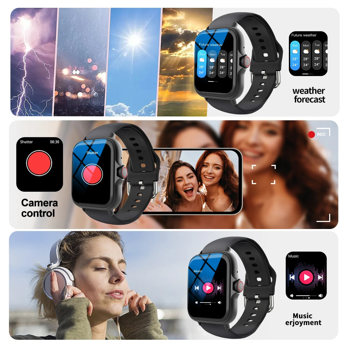Smart watch with multiple sports modes, can make and receive calls