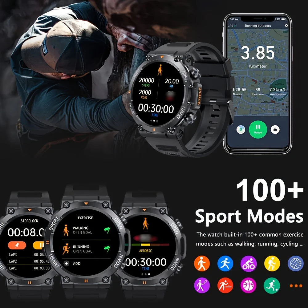 Military Smart Watch for Men Sports Watches BT Call Waterproof Heart Rate Smartwatch men
