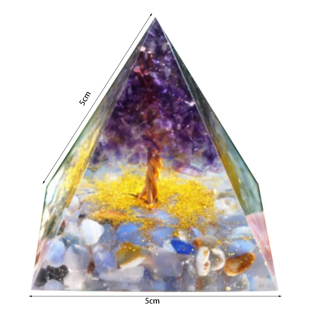 Energy Generator Orgone Pyramid Amethyst Peridot Healing