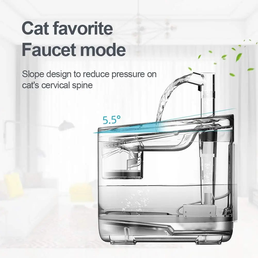 Cat Water Fountain, Automatic Pet Drinking Fountain with Replacement Faucet Kit