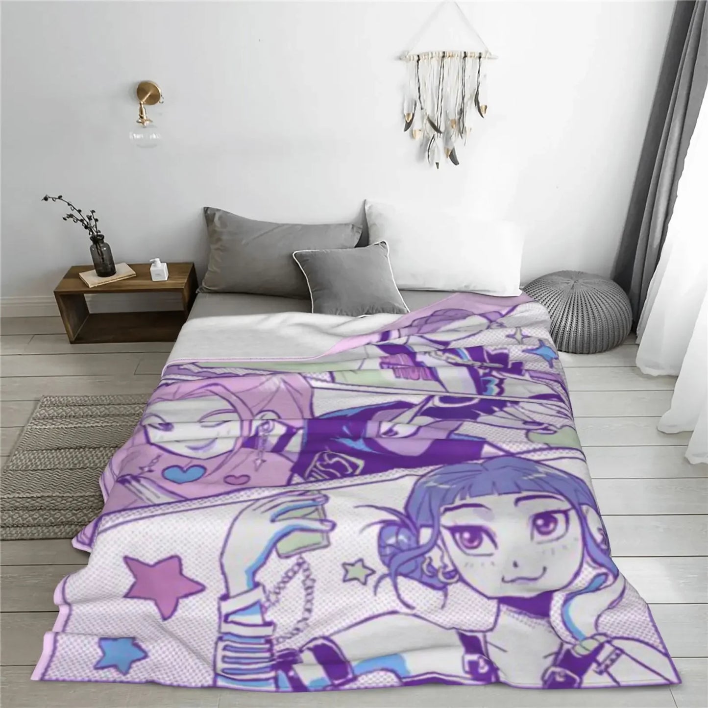 Cool K-Pop Demon Anime Hunter Super Soft Flannel throw Blanket For Sofa Couch Bedspread