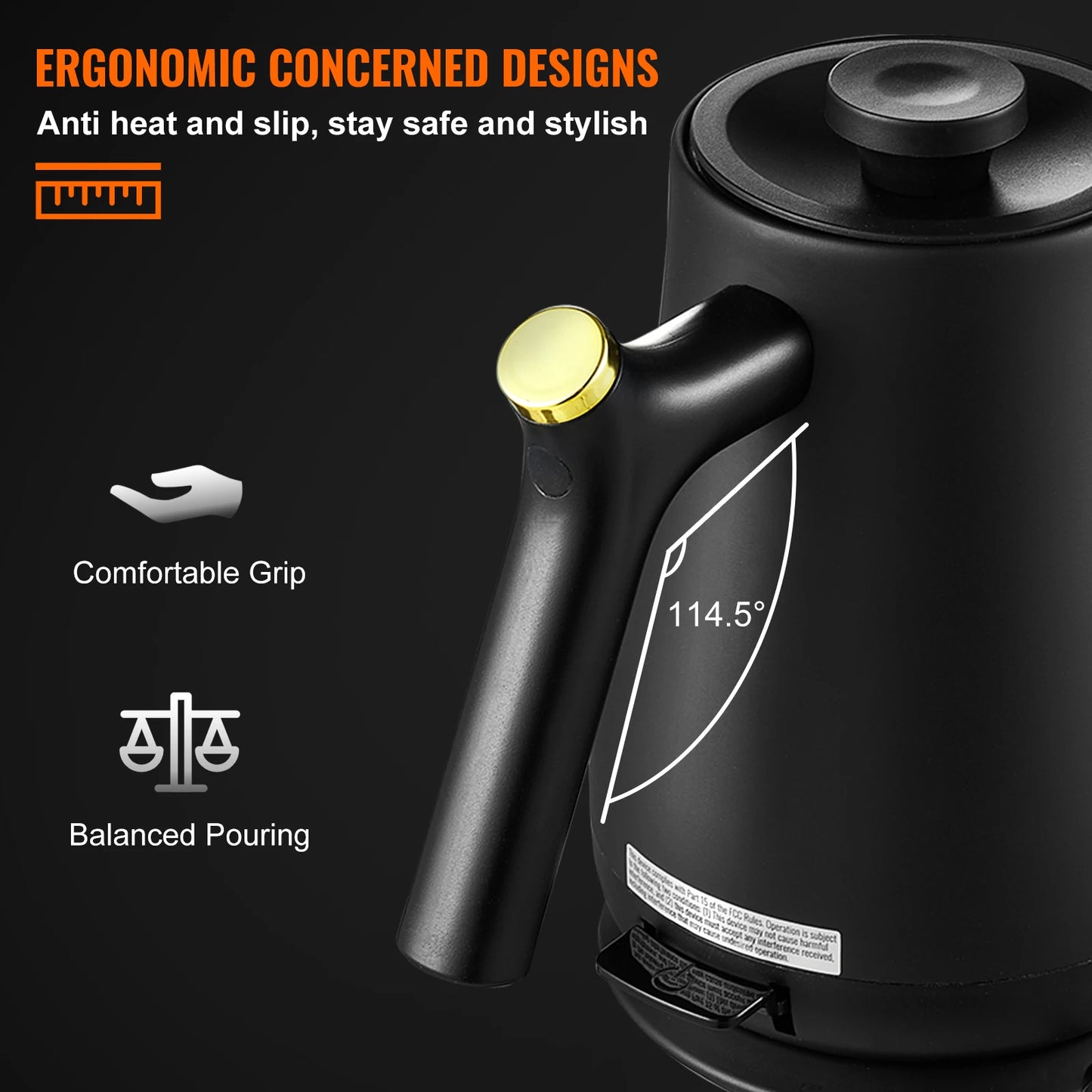 Electric Gooseneck Kettle Fast Heating Gooseneck Pour Over Coffee Tea Kettle