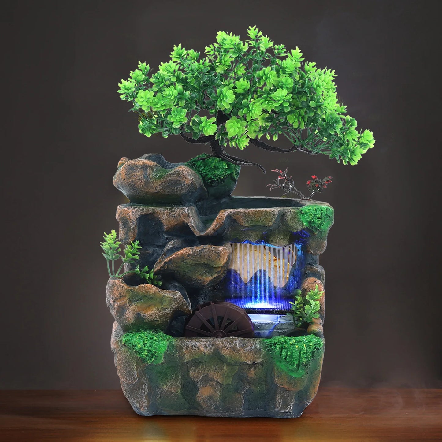 Indoor Room Fountain Waterfall Desktop Decoration with LED Lighting Zen Meditation