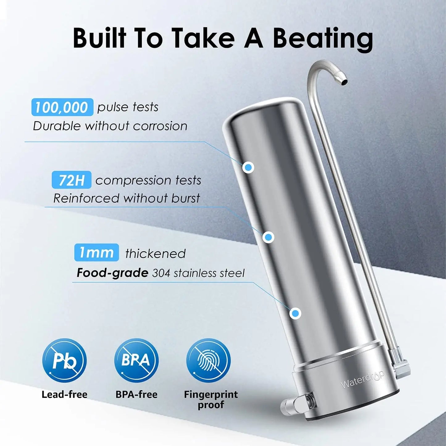 Waterdrop Countertop Water Filter,Stainless Steel Faucet