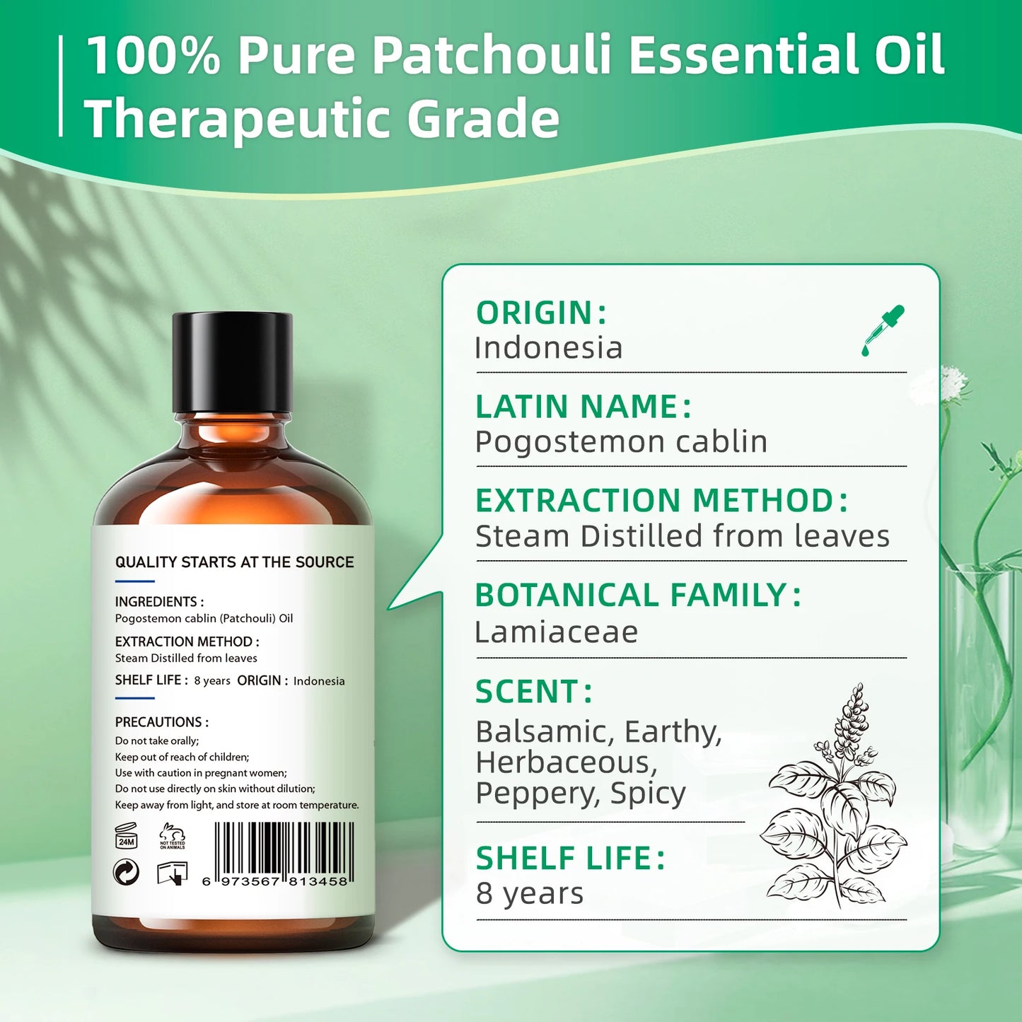 Patchouli Essential Oils,100% Pure Nature for Aromatherapy, Diffuser, Humidifier, Massage