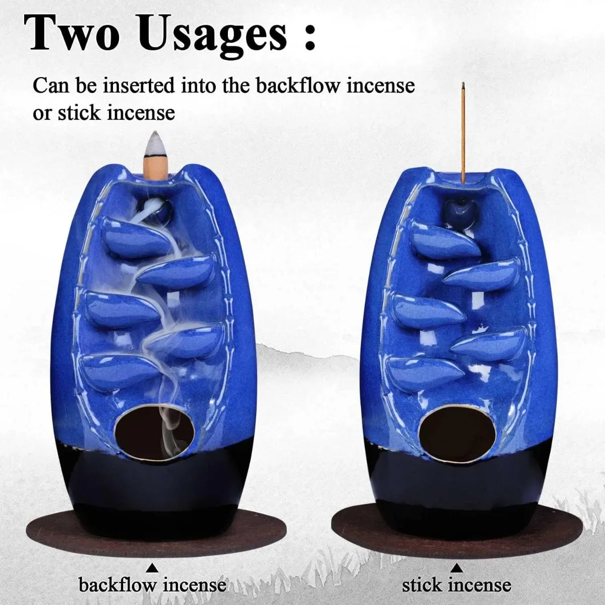 Ceramic Backflow Incense Holder Burner Waterfall, Aromatherapy Ornament