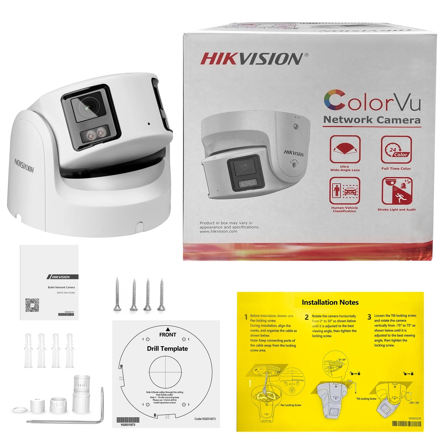 Panoramic ColorVu Turret,Security Double Lens Color Night Built-in Mic Speaker