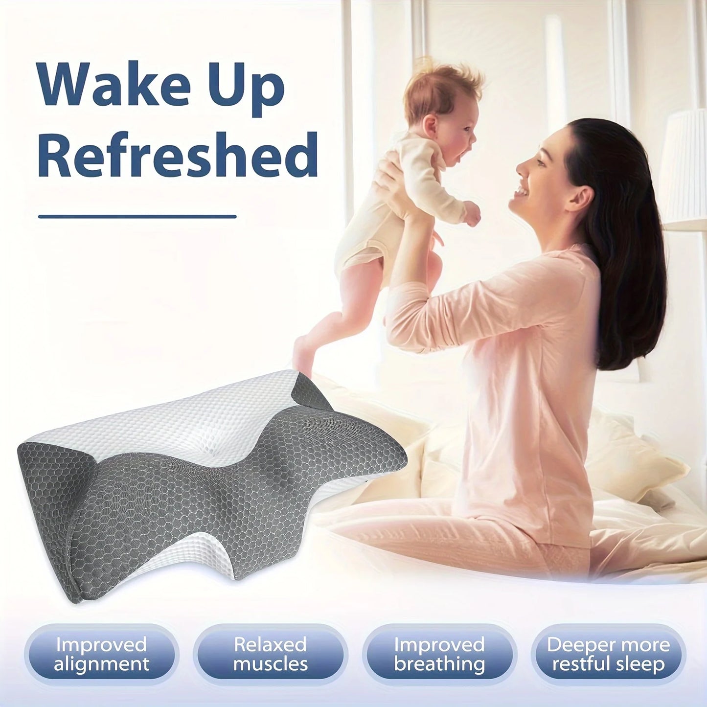 Cervical Memory Foam Pillows For Neck Shoulder Pain, Ergonomic Orthopedic Pillow