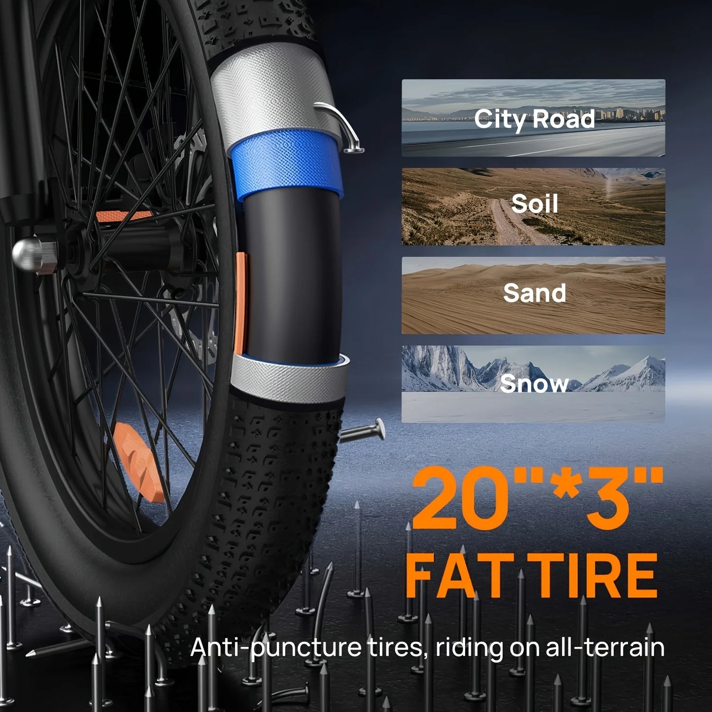 Electric Bike, Removable Battery, 20MPH, 7-Speed E-Bike with Dual Disc Brake