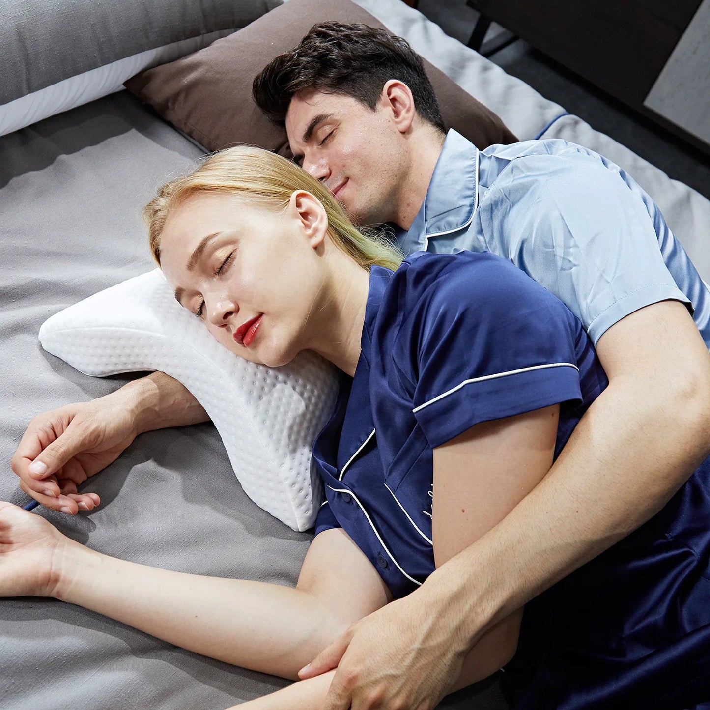 Couple Cuddle Pillow with Hand Hole Memory Foam Love Pillow for Couples