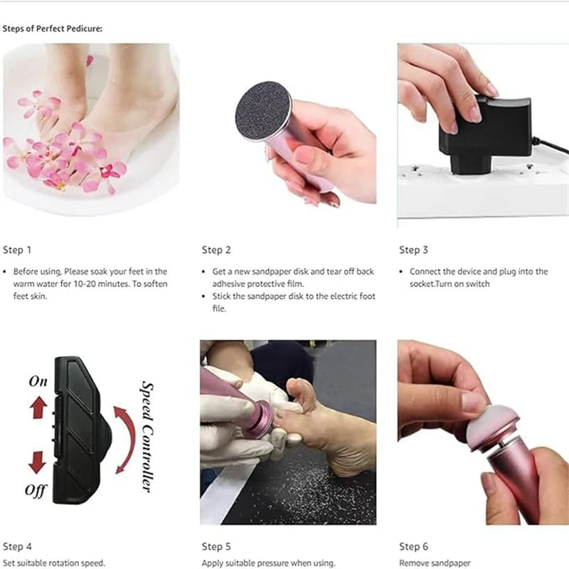 Electronic foot file pedicure sander for removing dead skin