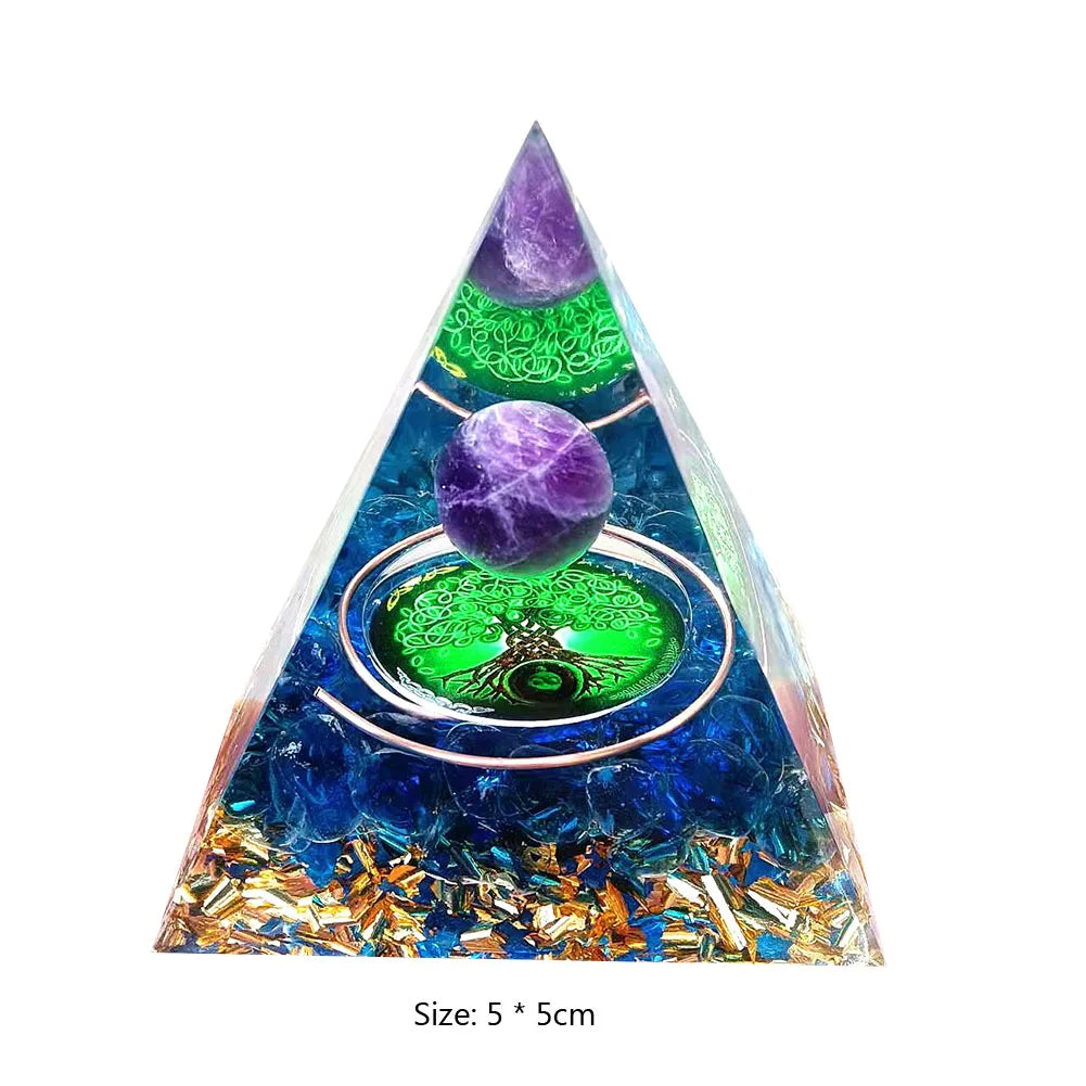 Energy Generator Orgone Pyramid Amethyst Peridot Healing