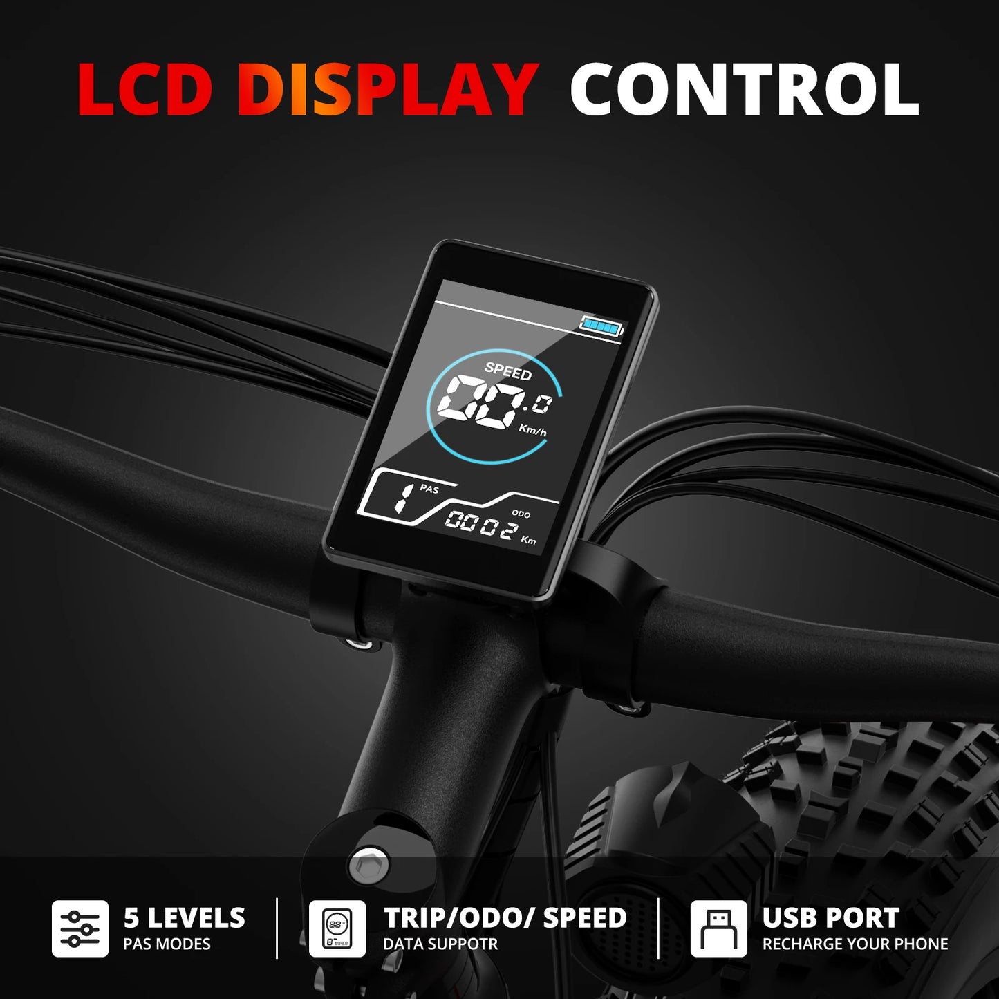 Electric Bike for Adults Bike 26" Fat Tire Mountain 31mph Dual Shock Absorber