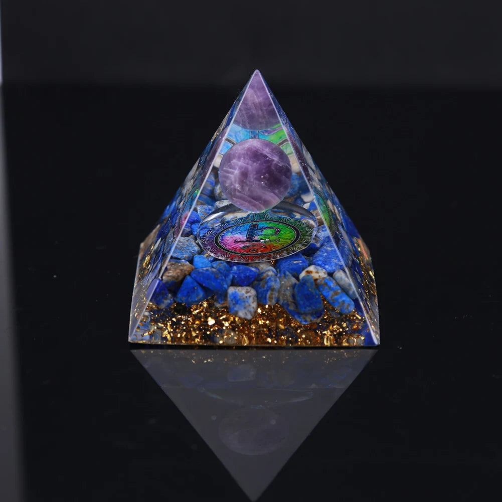 Energy Generator Orgone Pyramid Amethyst Peridot Healing