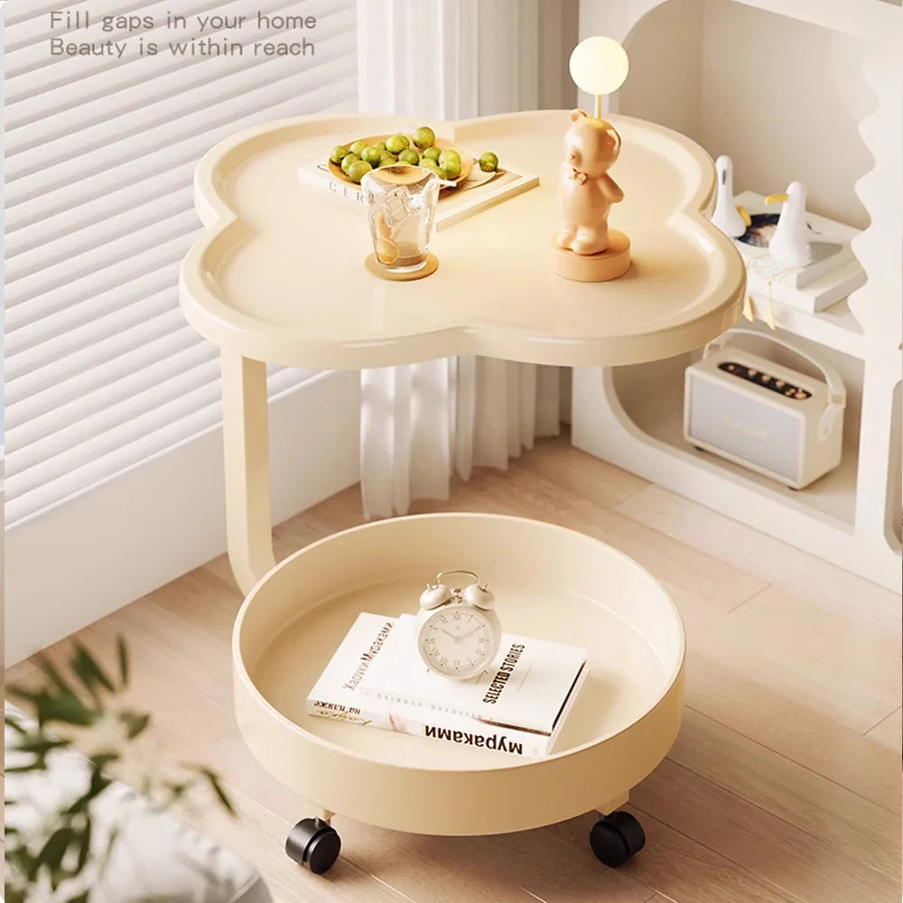 Unique coffee table for bedroom or living room on wheels