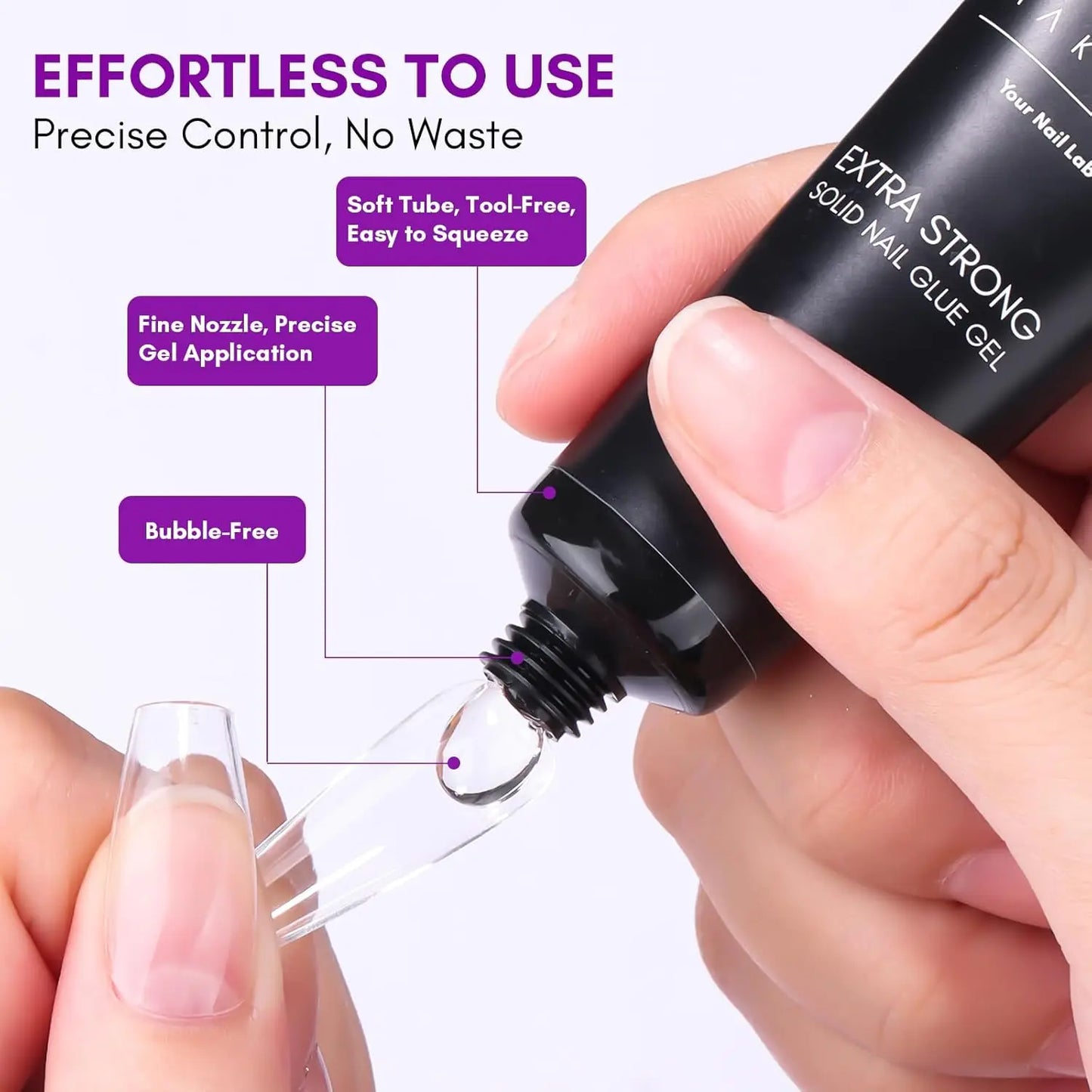 Solid Nail Glue with Glue Remover Kit: Super Strong Nail Glue Gel for Press on Nails