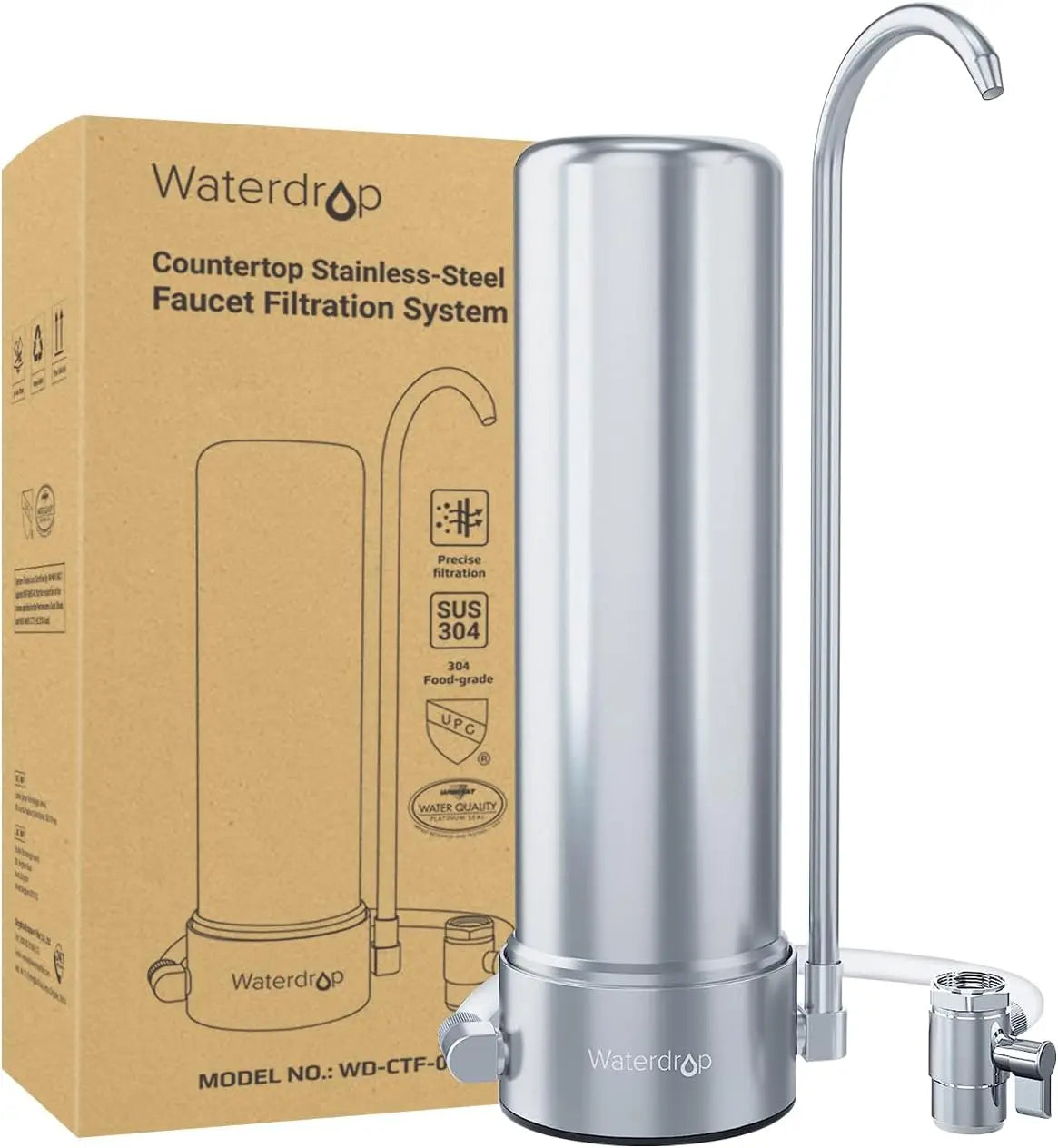 Waterdrop Countertop Water Filter,Stainless Steel Faucet