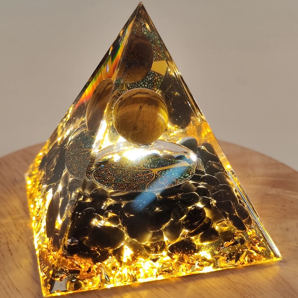 Energy Generator Orgone Pyramid Amethyst Peridot Healing