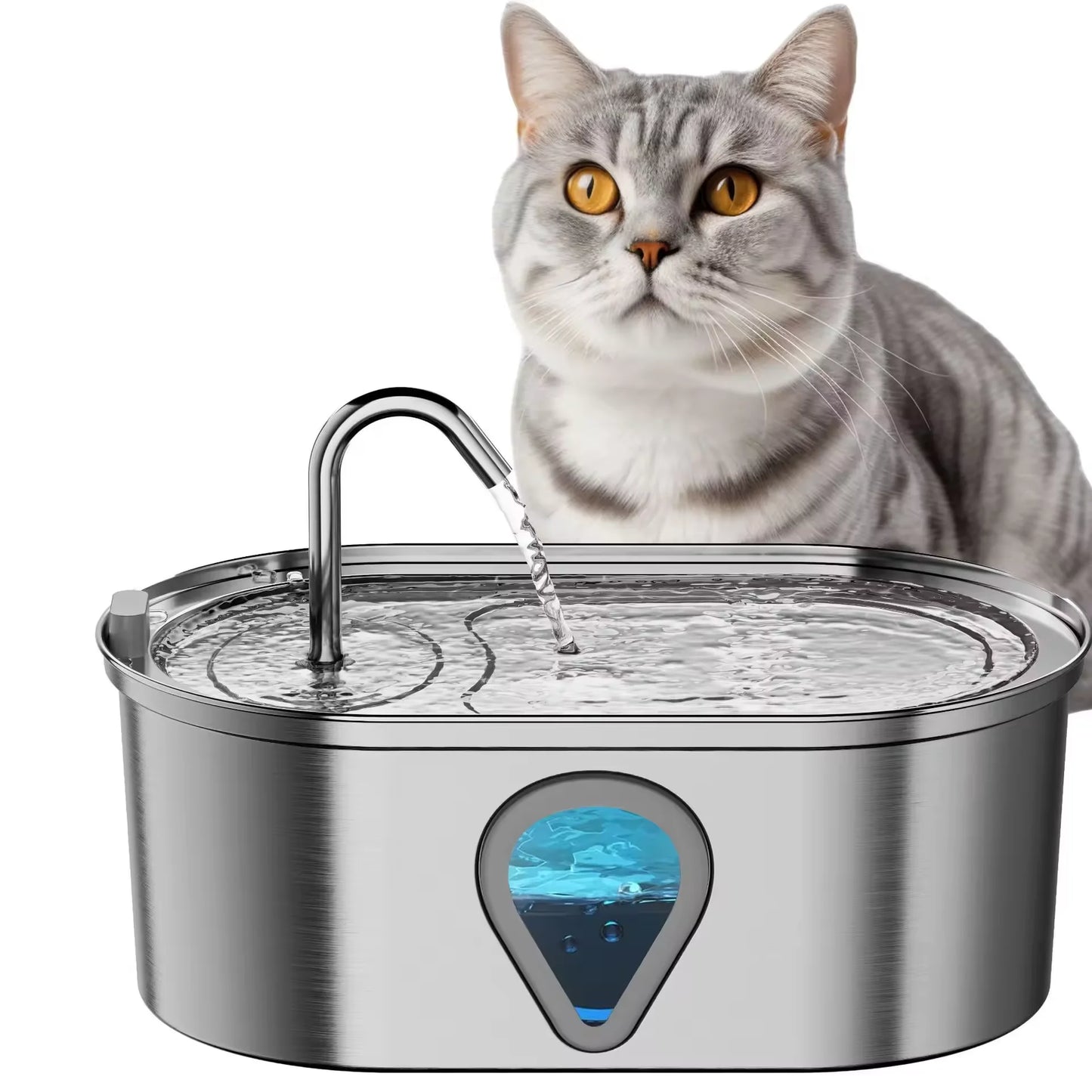 Large capacity pet water dispenser automatic stainless steel cat water fountain