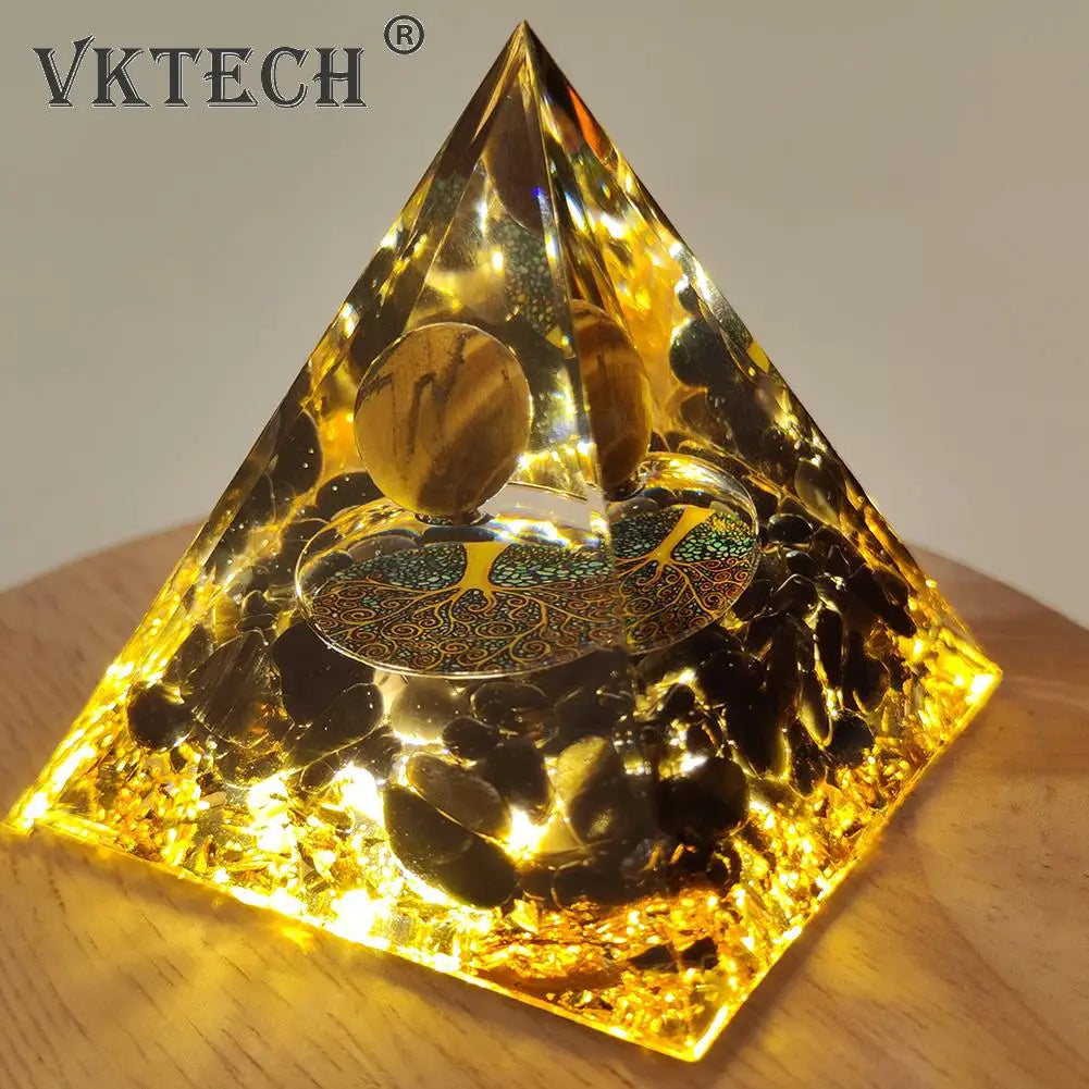 Energy Generator Orgone Pyramid Amethyst Peridot Healing