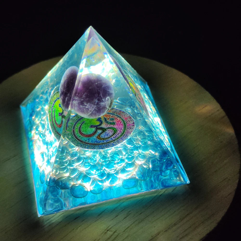 Energy Generator Orgone Pyramid Amethyst Peridot Healing
